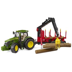 John Deere Tractor 7r 350 W Forestry Trailer Crane And Trunk