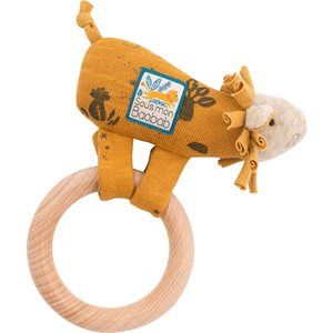 Sous Mon Baobab Wood Lion Rattle 15cm