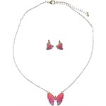 Ens. Collier Papillon Et Boucles D'oreilles