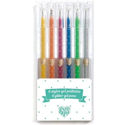 6 Gel Pens Glitter