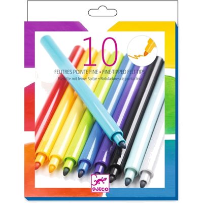 10 Feutres Pointe Fine Arc-En-Ciel
