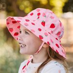 Children's Water Repellent Hat - Pink Strawberry (Medium Siz