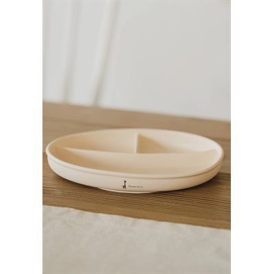 Assiette A Succion Divisee En Silicone - Blanc Creme