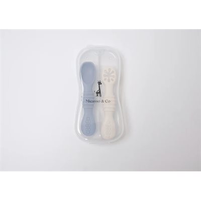 Les Cuilleres D Apprentissage Ens. 2 Bleu & Blanc Les Cuilleres D Apprentissage Ens. 2 Bleu & Blanc