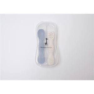 Les Cuilleres D Apprentissage Ens. 2 Bleu & Blanc