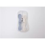 Cuilleres Silicone Bebe (2) Bleu Pale Et Blanc Creme