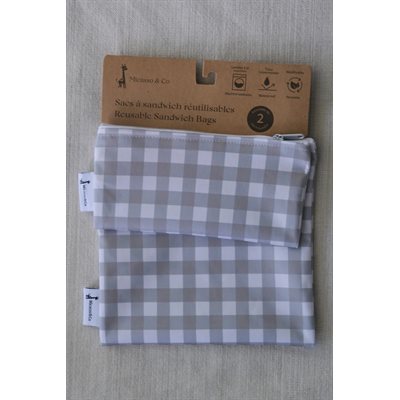 Duo Sacs Reutilisables, Collation Et Sandwich Vichy Sauge Duo Sacs Reutilisables, Collation Et Sandwich Vichy Sauge