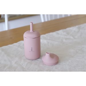 Gobelet Silicone Avec Paille Mauve
