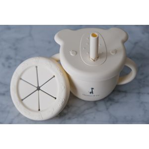 Tasse 2 En 1 Collation Et Liquide Blanc Creme