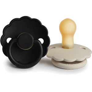 Frigg Daisy Natural Rubber Baby Pacifier (Jet Black / Cream 0-