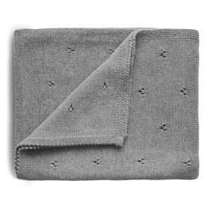 Knitted Pointelle Baby Blanket (Gray Melange)