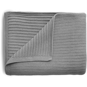 Knitted Ribbed Baby Blanket (Gray Melange)