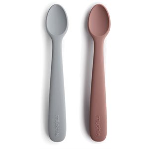 Silicone Feeding Spoons (Stone / Cloudy Mauve) 2-Pack