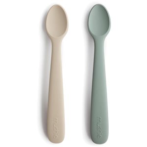 Silicone Feeding Spoons (Cambridge Blue / Shifting Sand) 2-Pac
