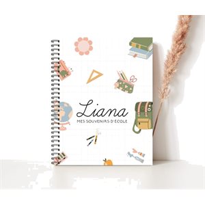 Livre Souvenirs D'ecole - Tons De Rose, Vert Et Jaune