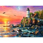 Lighthouse At Sunset 500 Pc Puzzle